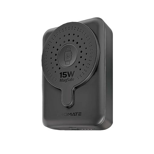 پاوربانک (PD و فست شارژ) Promate 15W 10000mAh مدل PowerMag-Duo - مشکی